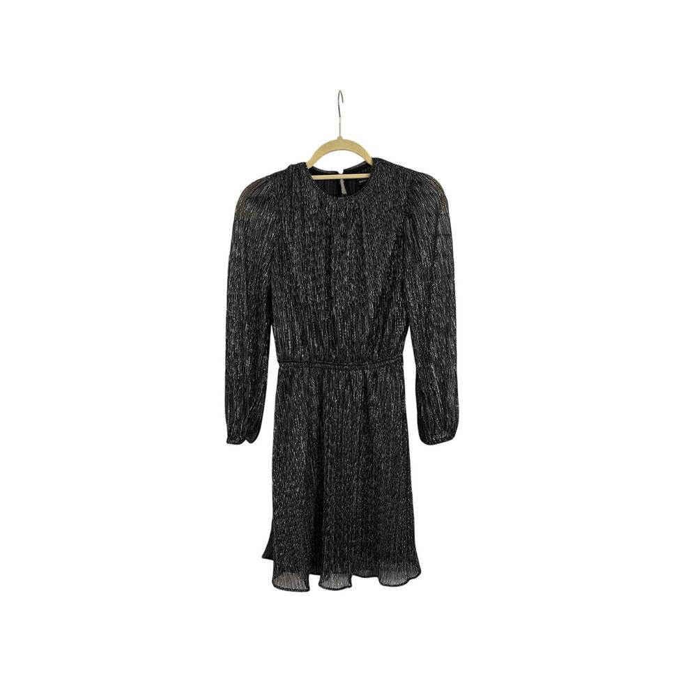 WHBM White House Black Market Long Sleeve Black Glam Shimmer Party Dress Size XS